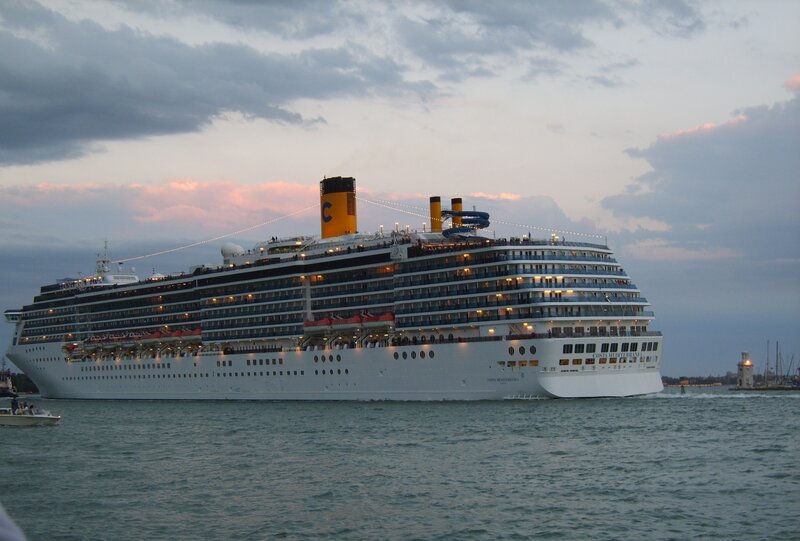 Cruise Ship at Dusk — White