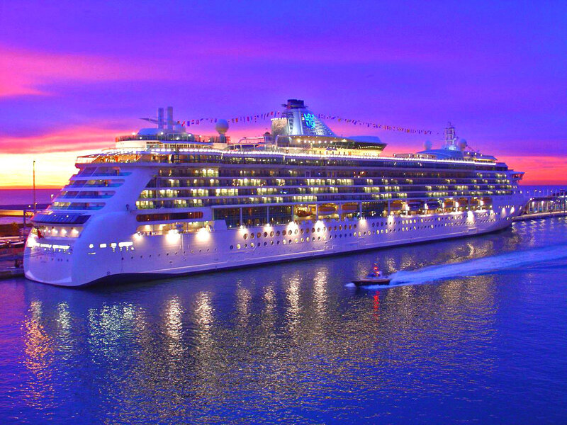 Cruise Ship at Harbor — Purple