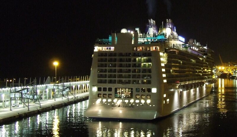 Cruise Ship at Night — Black