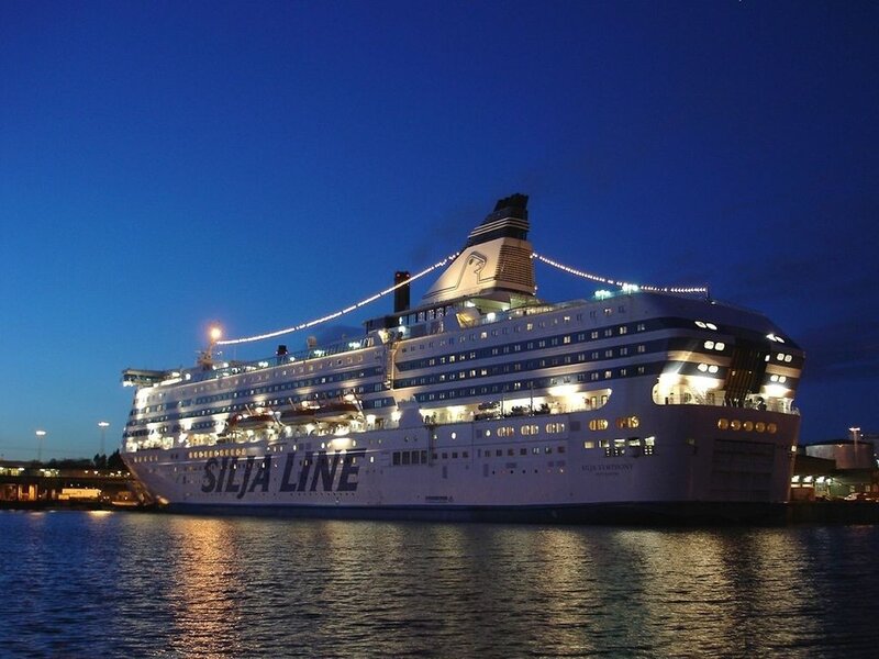 Cruise Ship at Night — Blue, Calm