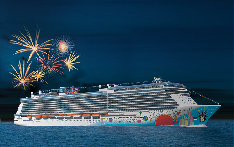 Cruise Ship at Night — Blue, Celebratory