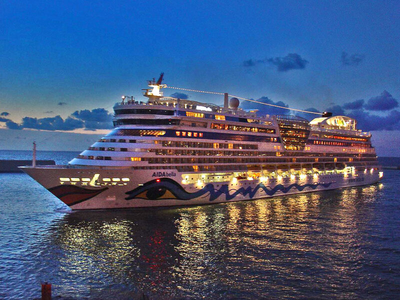 Cruise Ship at Night — Blue, Serene