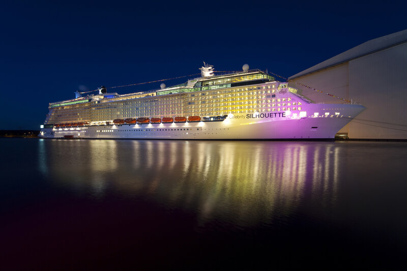 Cruise Ship at Night — Purple, Serene