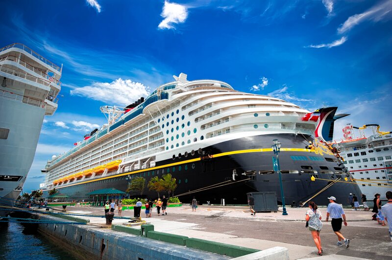Cruise Ship at Port — Blue, Bright, Sunny