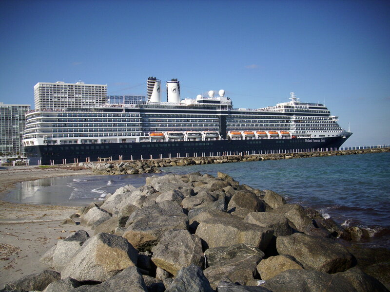 Cruise Ship at Port — Blue, Calm