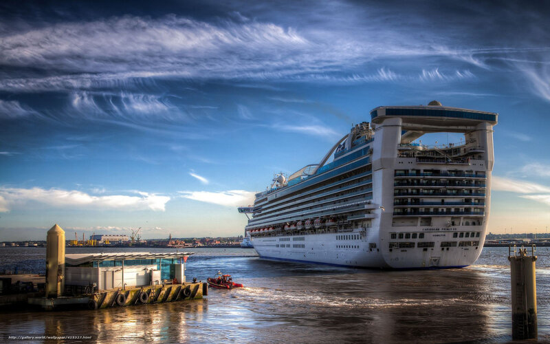 Cruise Ship at Port — Blue, Dramatic, Afternoon, Photograph, Boat