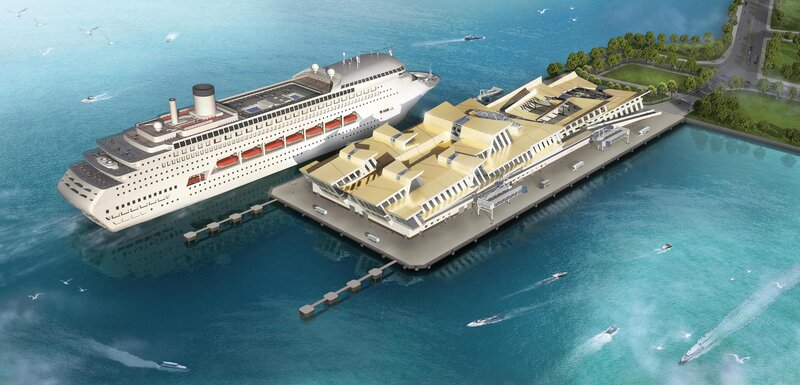 Cruise Ship at Port — Blue, Serene, Afternoon, 3d Render