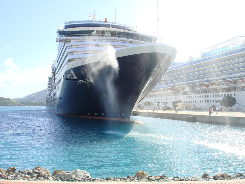 Cruise Ship at Port — Blue, Serene