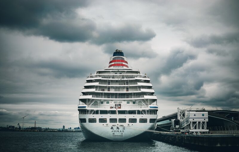 Cruise Ship at Port — Gray