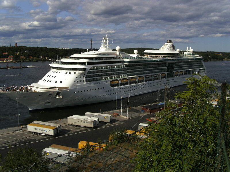 Cruise Ship at Port — White, Dramatic