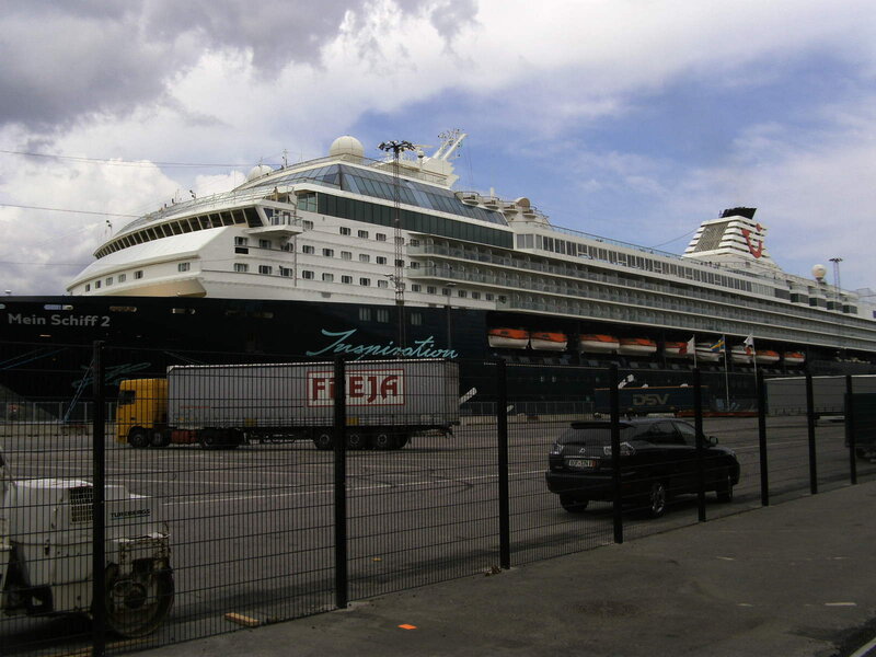 Cruise Ship at Port — White, Overcast