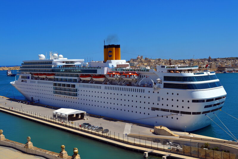 Cruise Ship at Port — White, Serene, Afternoon