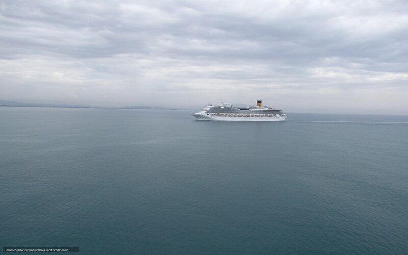 Cruise Ship at Sea — Blue, Calm