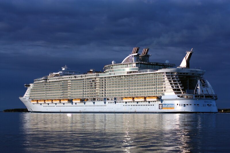 Cruise Ship at Sea — Blue, Dramatic, Night