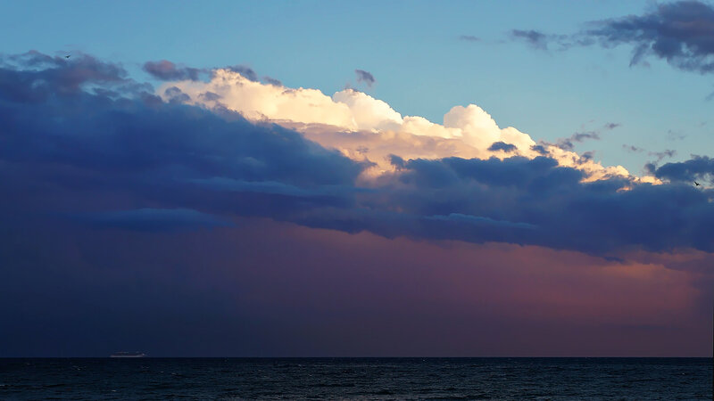 Cruise Ship at Sea — Blue, Dramatic