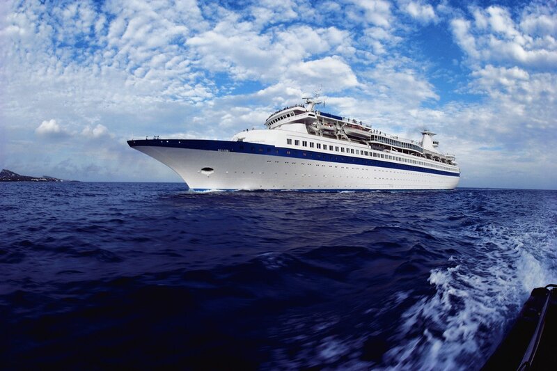 Cruise Ship at Sea — Blue, Photograph