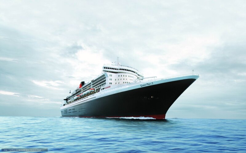 Cruise Ship at Sea — Blue, Serene, Photograph, Ocean, Sky