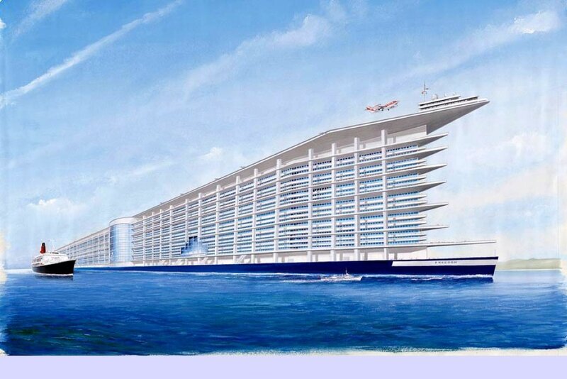 Cruise Ship at Sea — Blue