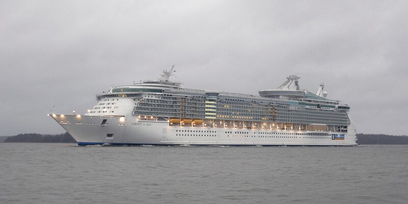 Cruise Ship at Sea — Gray, Overcast