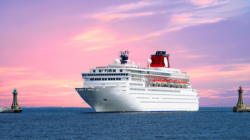 Cruise Ship at Sea — Pink