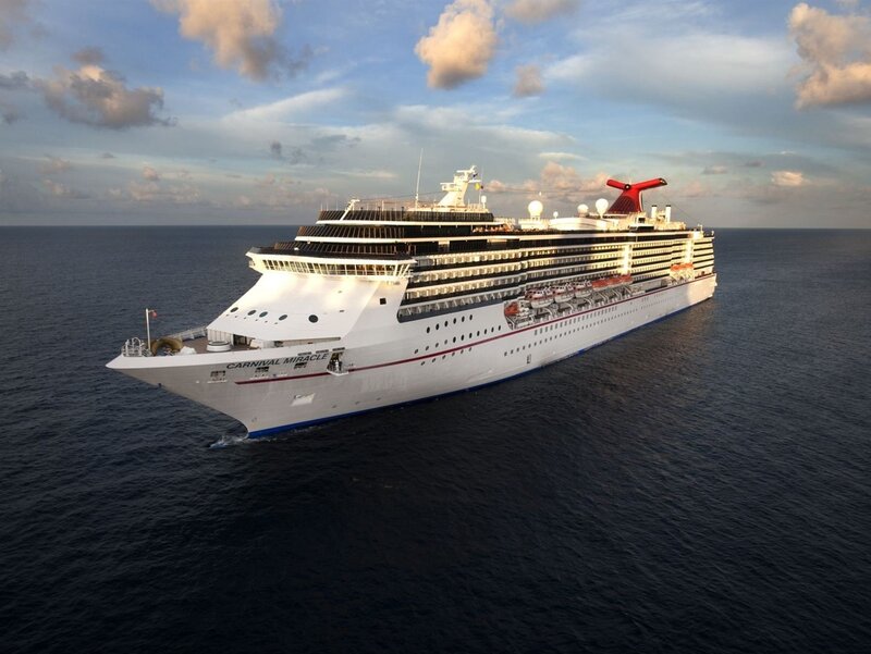 Cruise Ship at Sea — White, Serene, Sunset