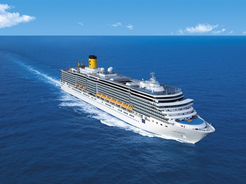 Cruise Ship at Sea — Yellow
