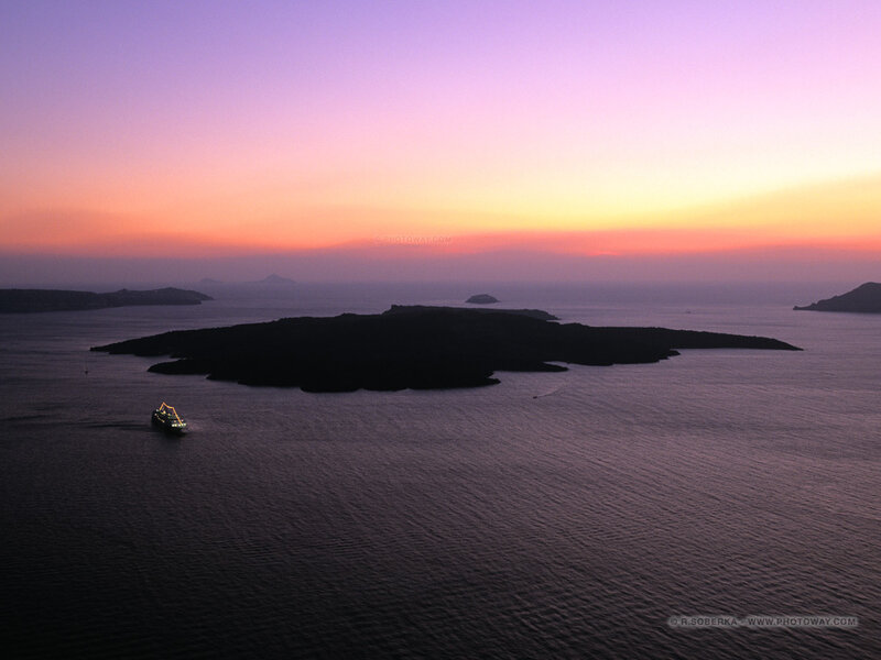 Cruise Ship at Sunset — Purple