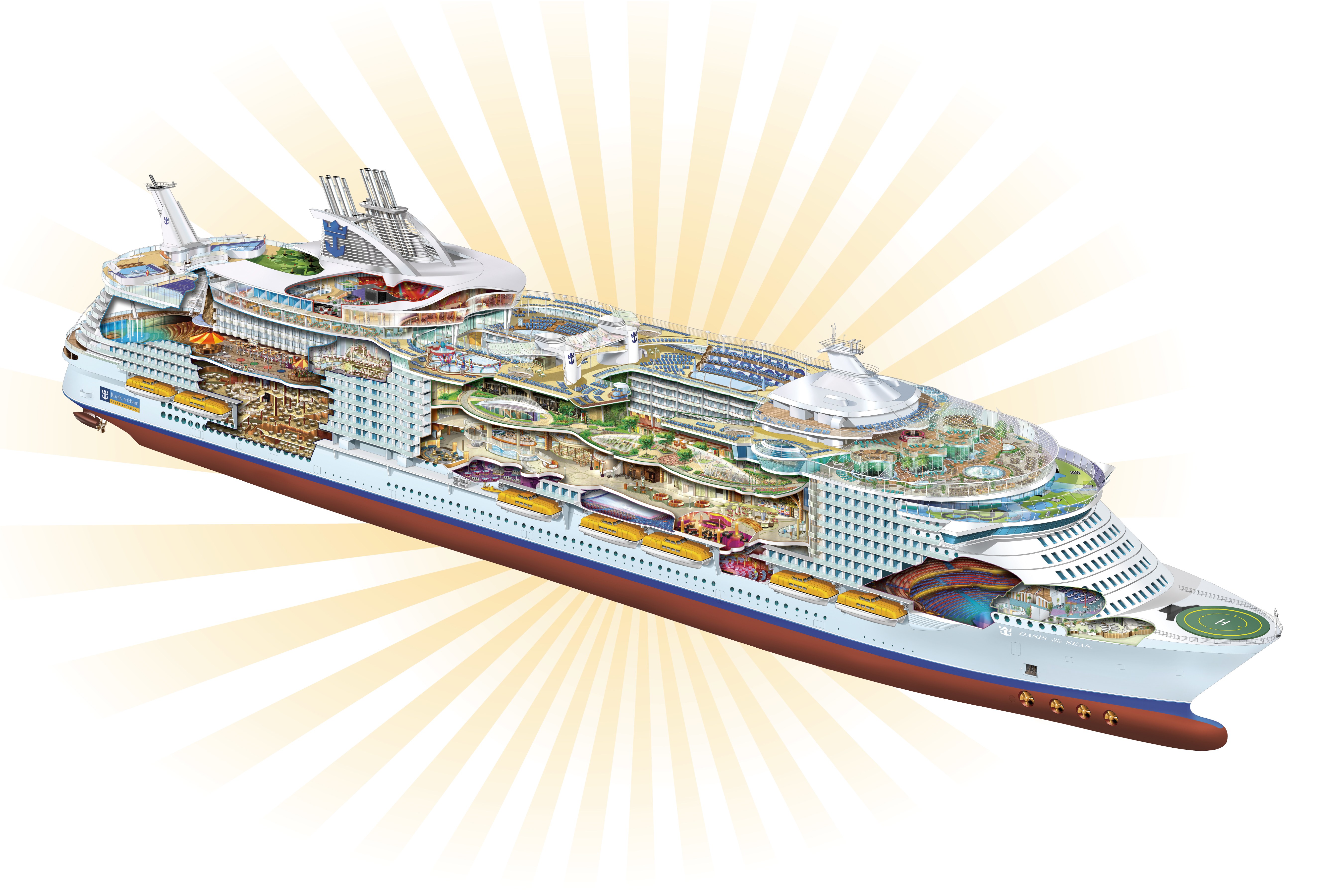 Cruise ship cross-section diagram