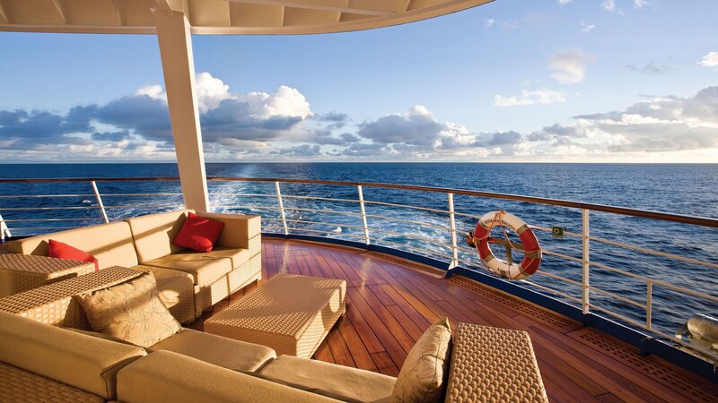Cruise Ship Deck — Blue, Serene, Afternoon, Photograph, Sofa