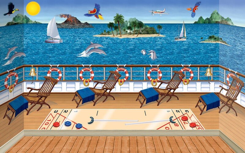 Cruise ship deck with shuffleboard