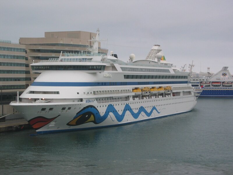 Cruise ship docked at port