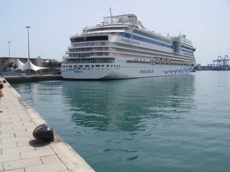 Cruise ship docked at port
