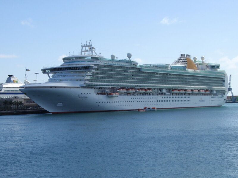 Cruise ship docked at port