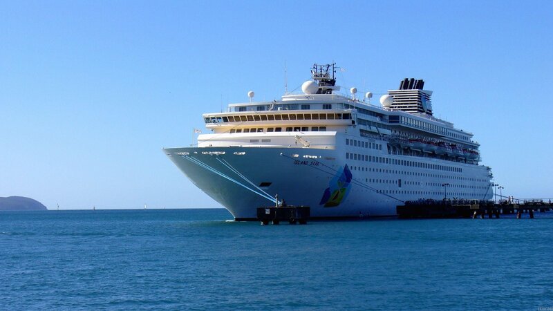 Cruise ship docked at port