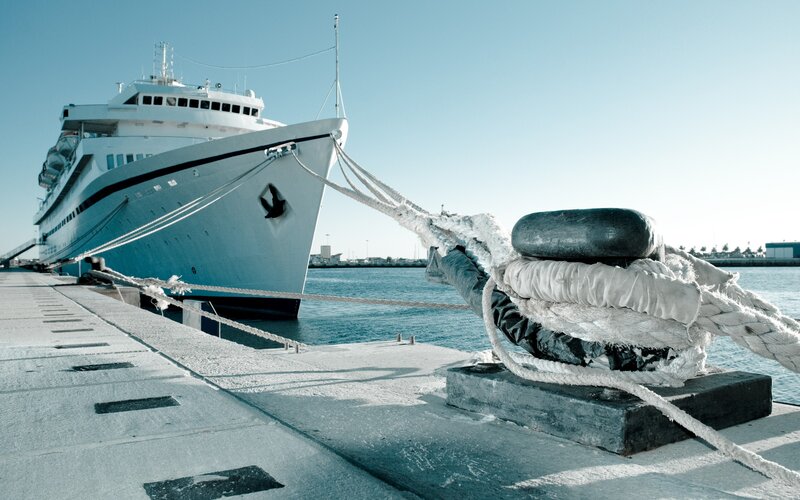 Cruise ship docked at port