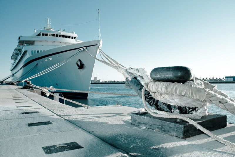 Cruise ship docked at port