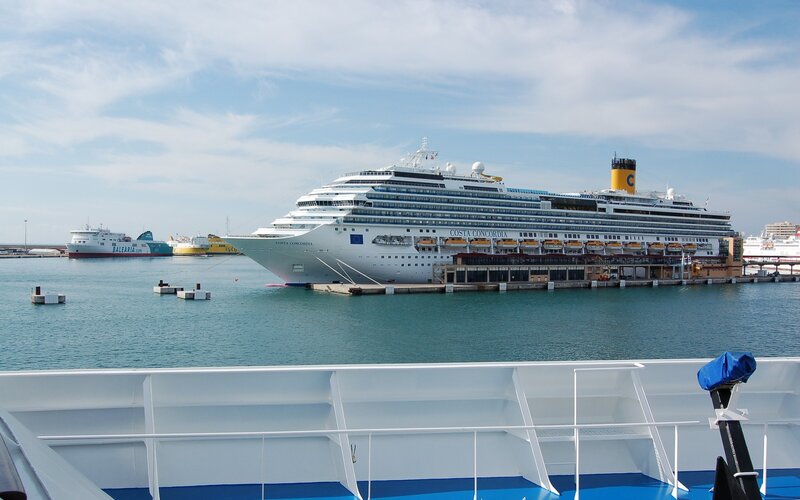 Cruise ship docked at port