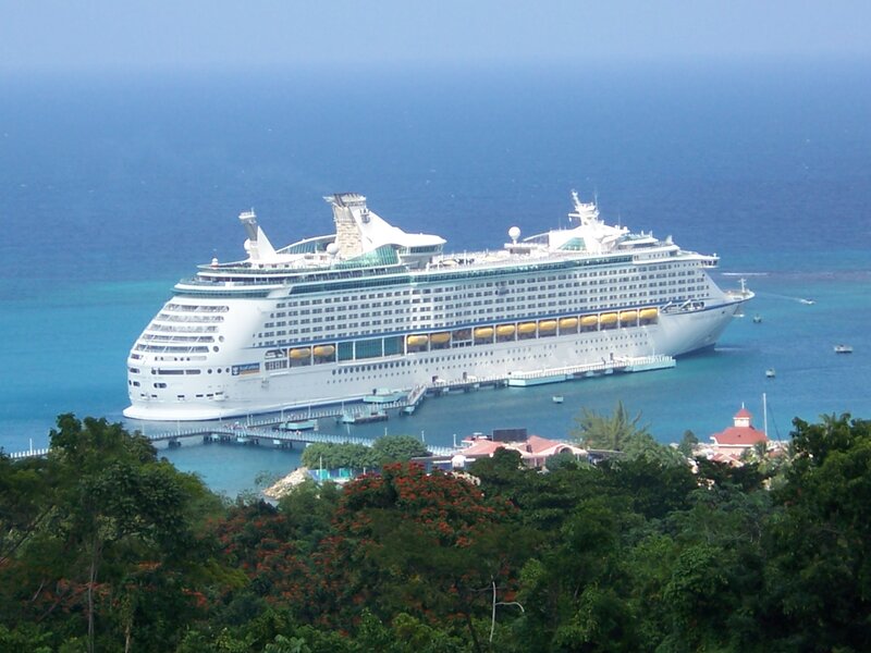 Cruise ship docked at port
