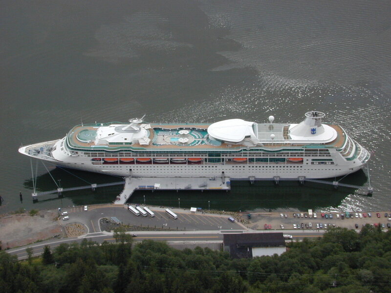 Cruise ship docked at port