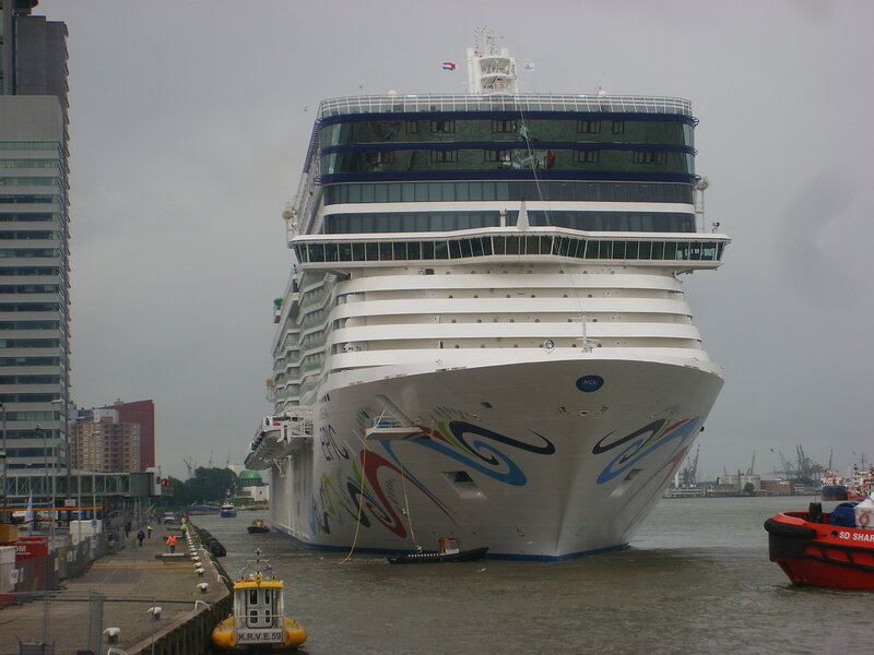 Cruise ship docked at port