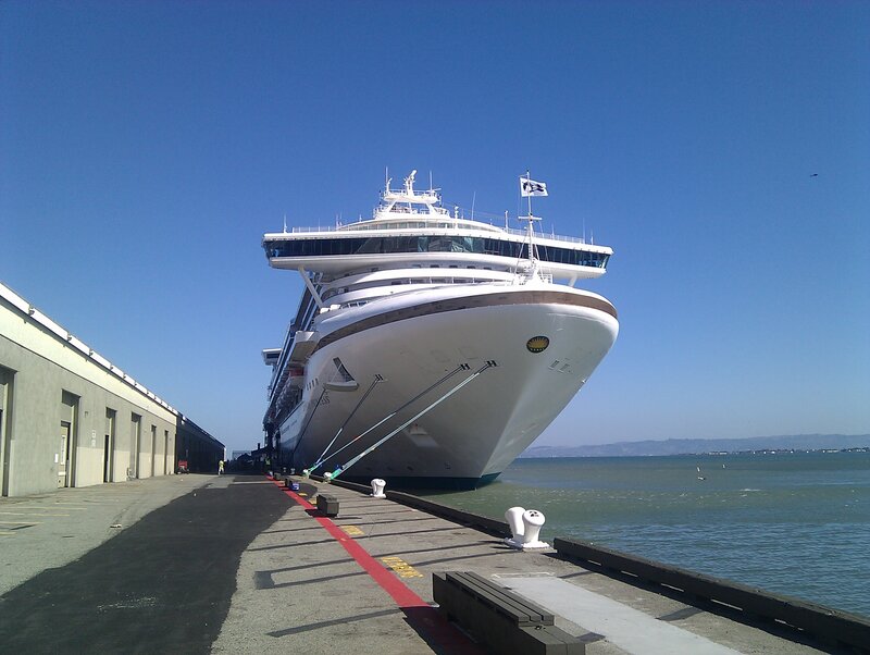 Cruise ship docked at port