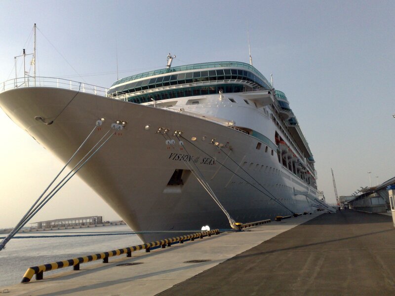 Cruise ship docked at port