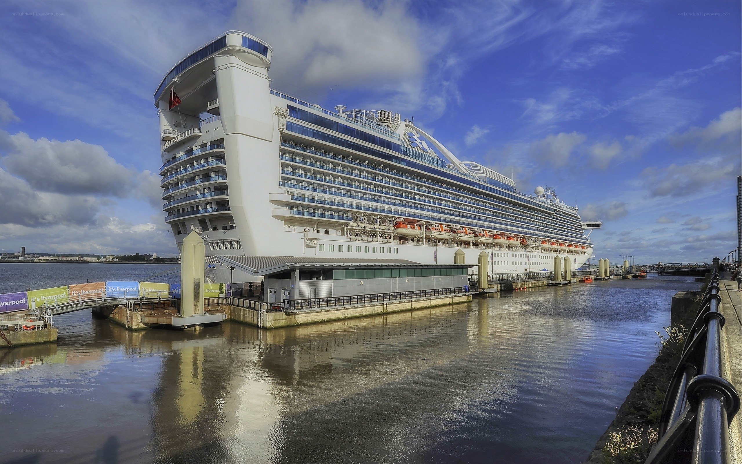 Cruise ship docked in Liverpool