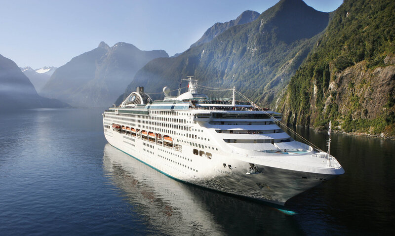 Cruise ship in a fjord