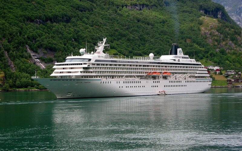 Cruise ship in a fjord