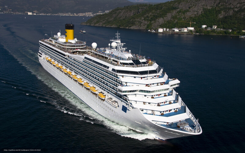Cruise ship in a fjord
