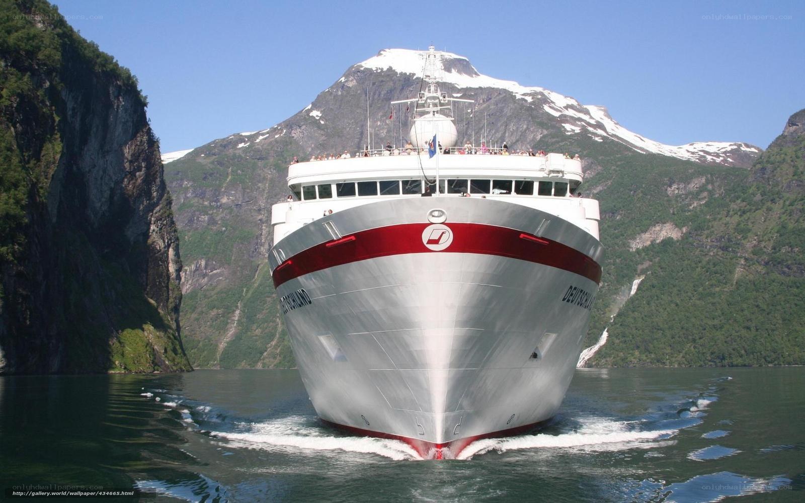 Cruise ship in a fjord
