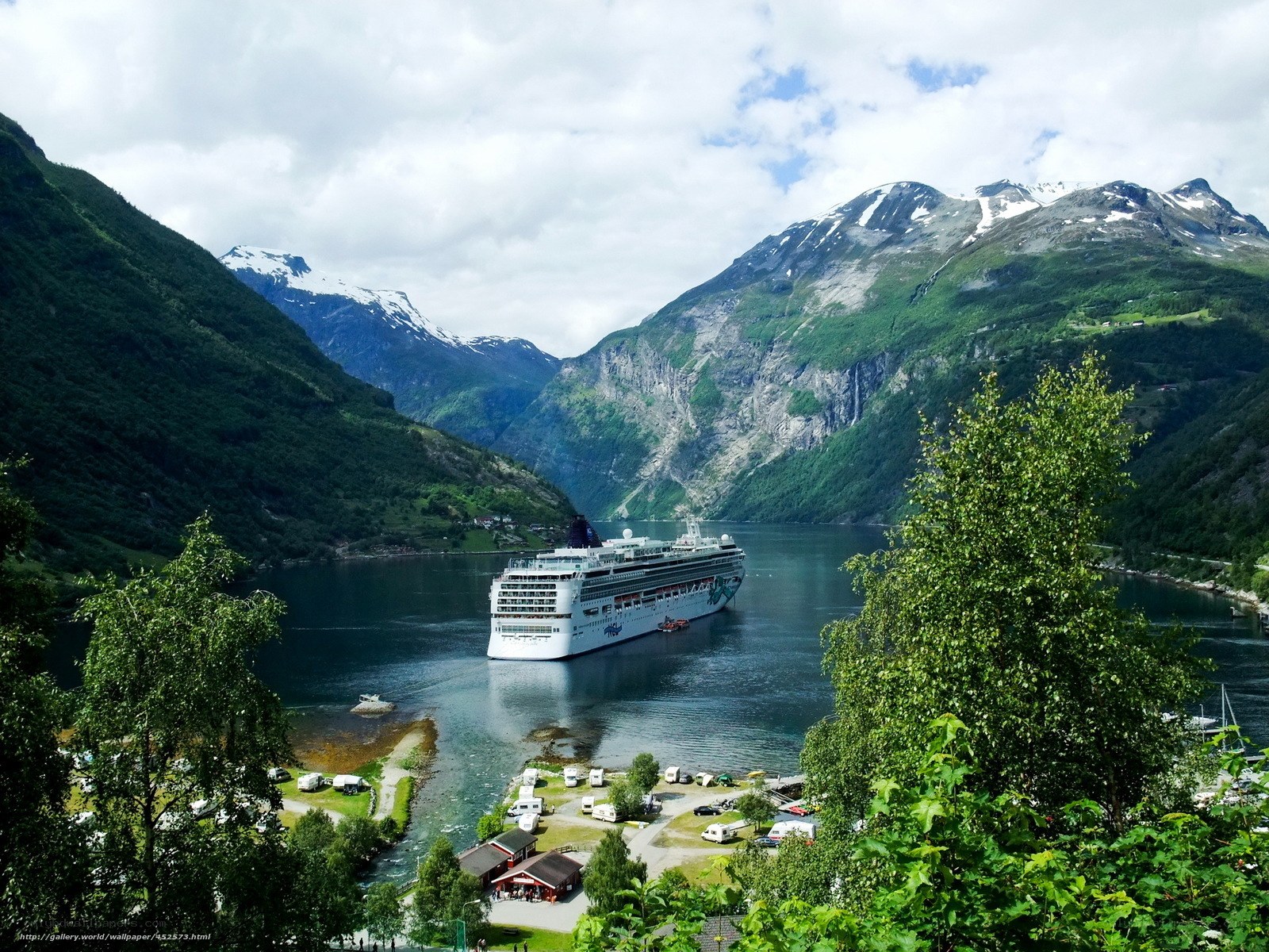 cruise ship in a fjord