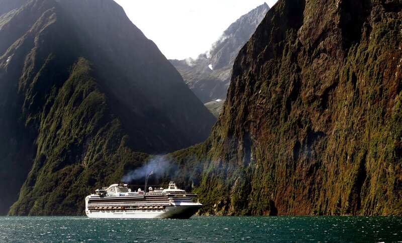 Cruise ship in a fjord