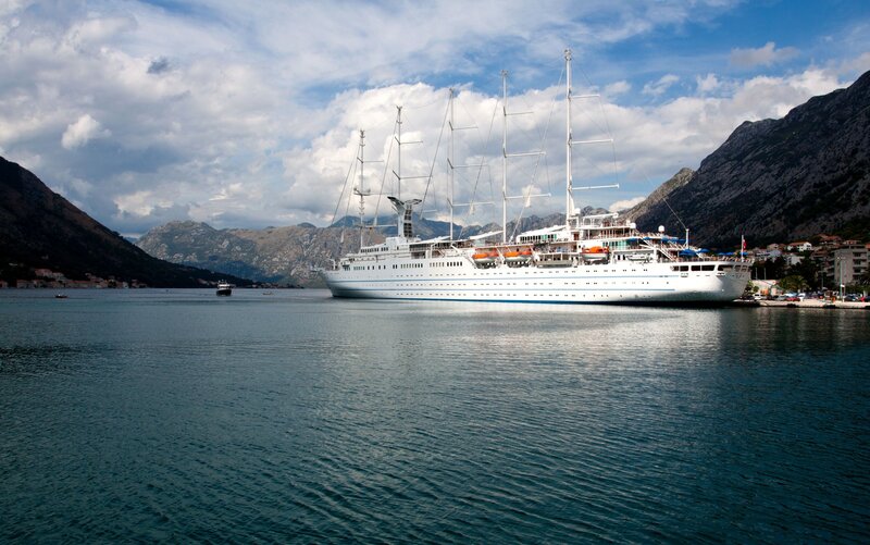 Cruise ship in a mountainous bay